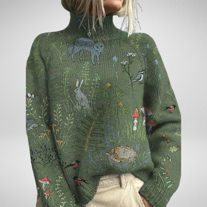 Apolline | Pull Brodé Jardin Sauvage