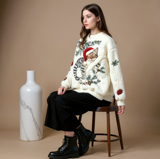 Minette™ | Pull Doux Chat Endormi