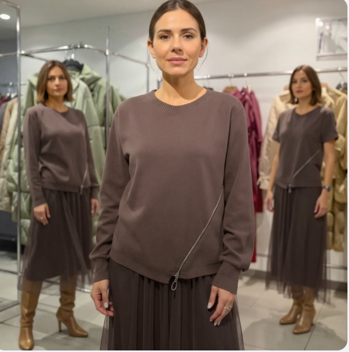 Élaria™ | Robe Maille & Tulle Élégante