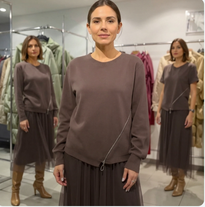 Élaria™ | Robe Maille & Tulle Élégante