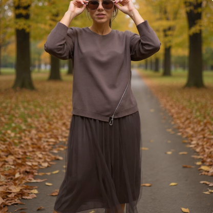 Élaria™ | Robe Maille & Tulle Élégante