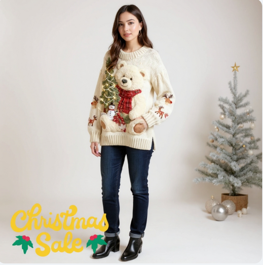 Oursonia™ | Pull Vintage Noël Ourson