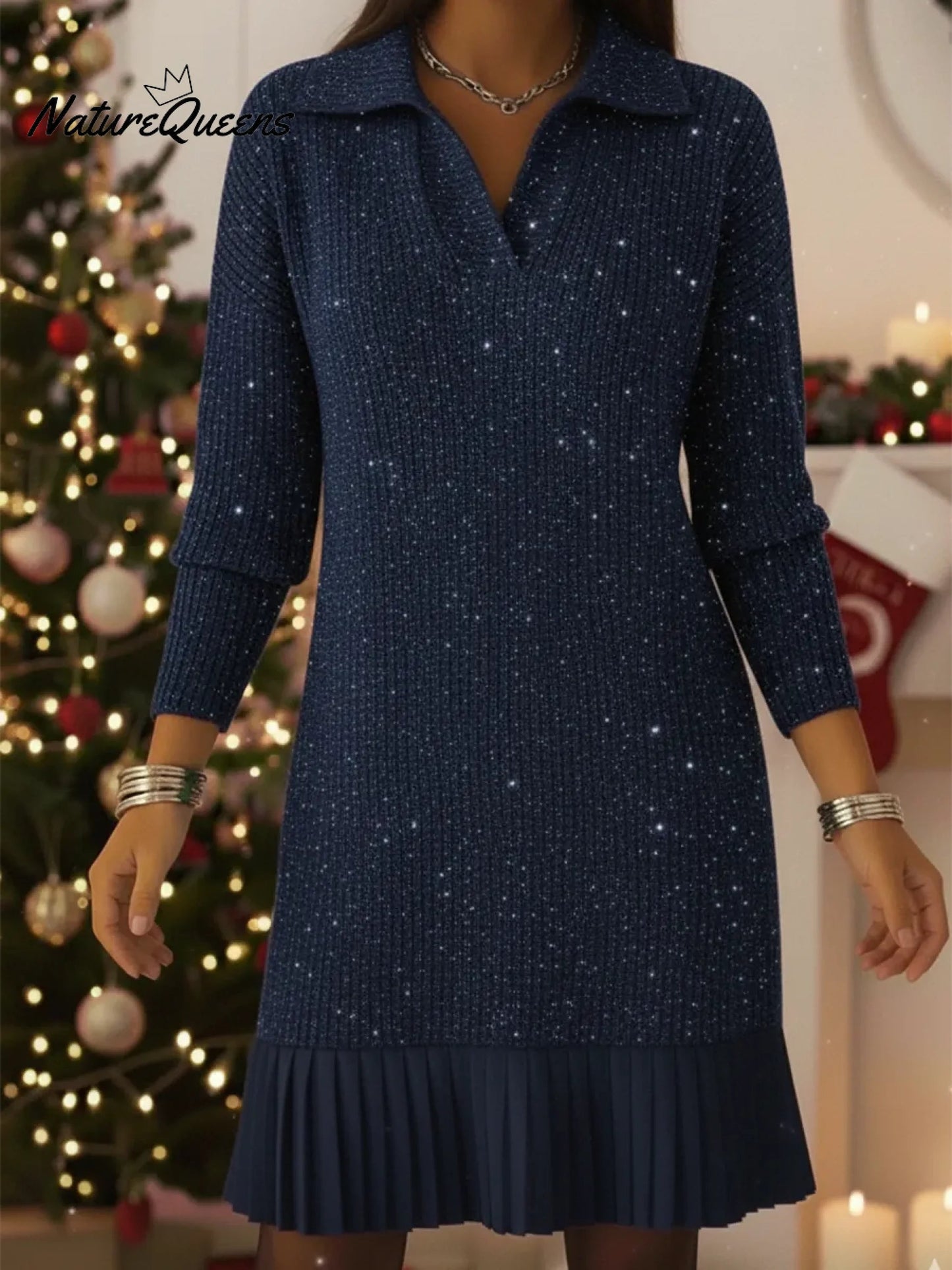 Lustréa™ | Robe Pull Col Roulé Brillante
